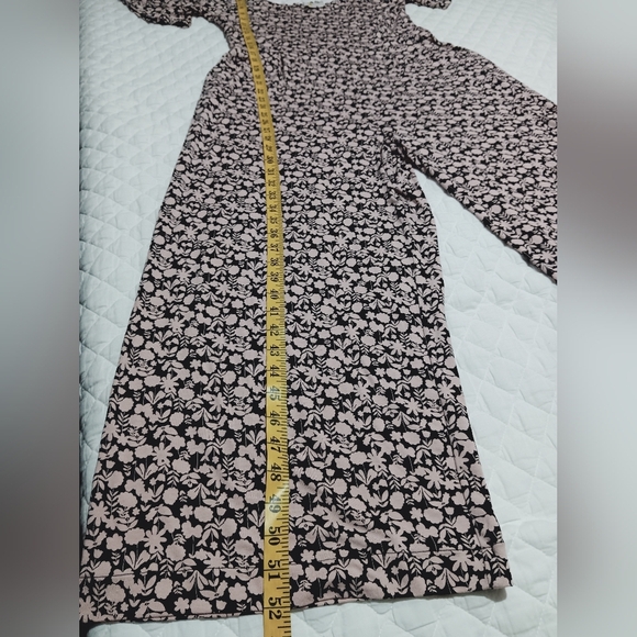 EUC Boden Jersey Jumpsuit Size 10R Black Pink Flutter Sleeve Floral Ankle Length - Picture 13 of 16